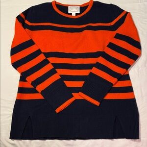 Sail to Sable Bold Orange and Navy Sweater